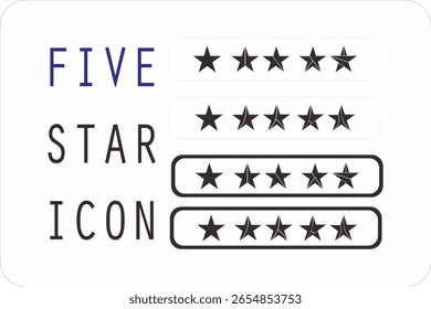 Collection of sets of five star signs of various variations for rating