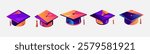 collection sets of graduation hat vector illustration designs for complementary design elements with the concept of graduation celebrations, congratulations on graduation, student graduation hats
