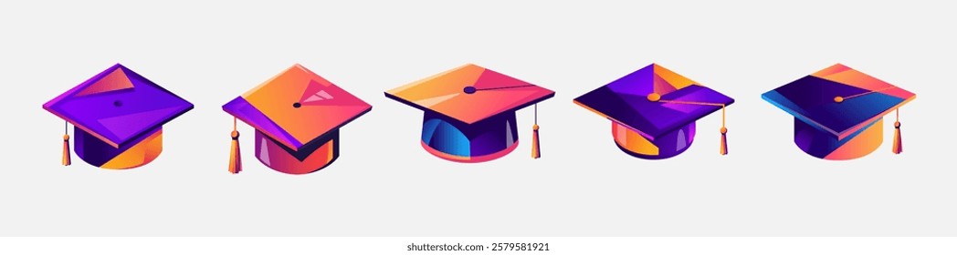 collection sets of graduation hat vector illustration designs for complementary design elements with the concept of graduation celebrations, congratulations on graduation, student graduation hats