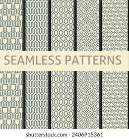 collection of sets of seamless patterns. with simple shapes repeating patterns of various shapes. surface background pattern fill and texture.
