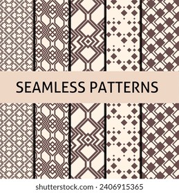 collection of sets of seamless patterns. with simple shapes repeating patterns of various shapes. surface background pattern fill and texture.