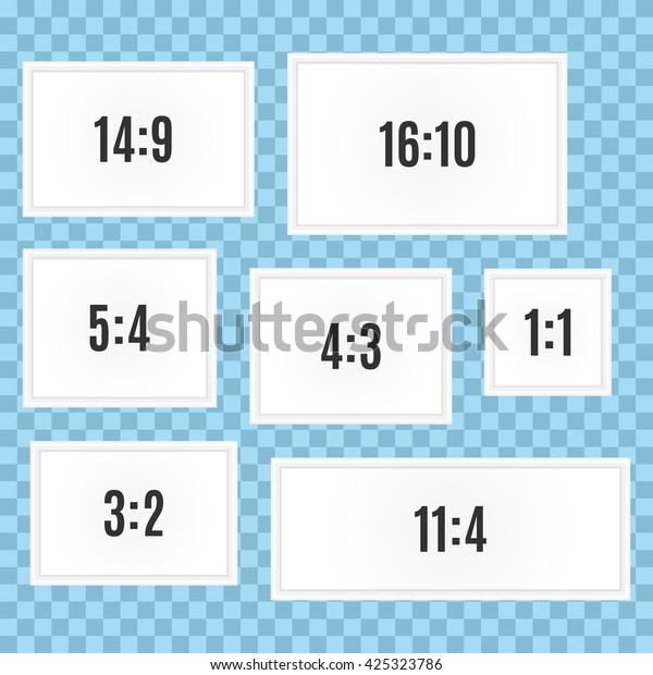 Collection Seven Picture Frames Diffe Aspect Stock Vector