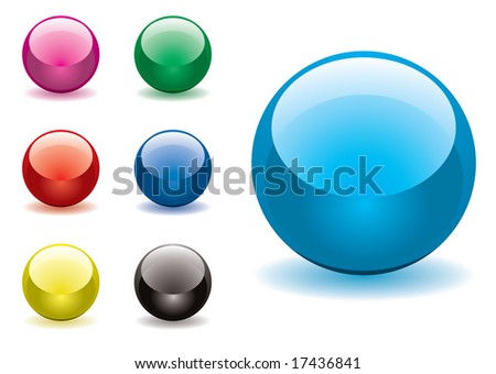 Collection of seven round gel filled icon buttons