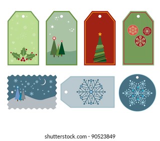 A collection of seven tags or labels for your Christmas gifts.