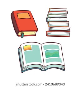 Collection of several closed and open books.