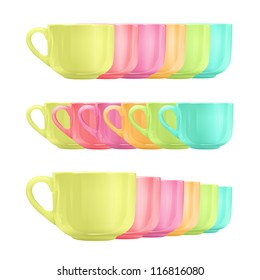 Collection of several colorful cup. Vector design.