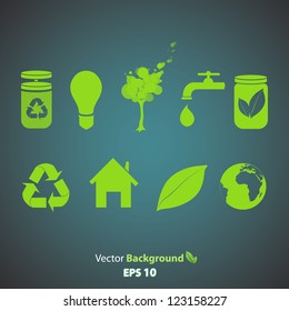 Collection of several ecological icons. Vector design.