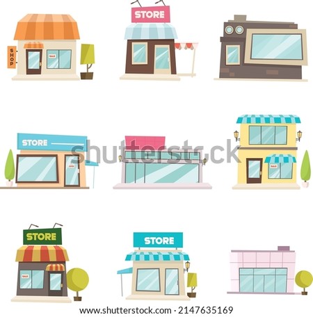 A collection of several forms of shop buildings with various architectures