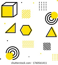 Colección de varias líneas simétricas geométricas Cubos, Líneas curvadas, semicírculos, triángulos, pentagones, puntos buenos para el diseño de plantillas - vector