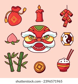 
collection of several items needed for the Chinese New Year event.