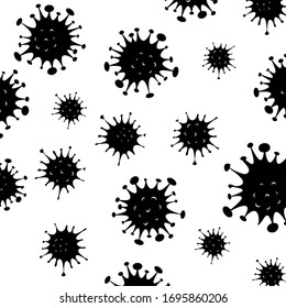 a collection of several microbes, viruses and bacteria, vectors in silhouettes - Vector

