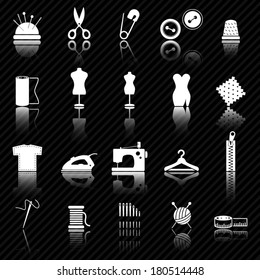 Collection of sewing icons 