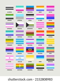 Collection Of Sexual Identity Flags. Vector Illustration. Pride Flags