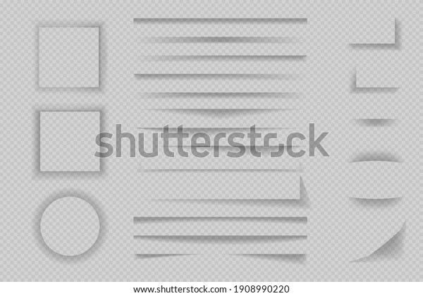 Collection of shadow dividers, paper shadow\
effect. Vector transparent overlay shadows for elements divider\
lines, web\
elements.