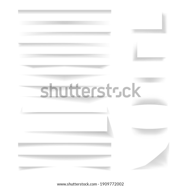 Collection of shadow dividers, paper shadow\
effect. Vector transparent overlay shadows for elements divider\
lines, web\
elements.
