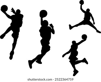 Coleção de sombras de jogadores de basquete