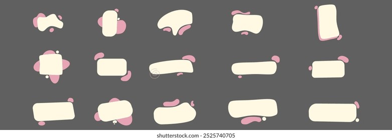 Collection shape aesthetic blob text, with grey background.