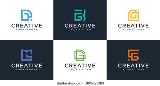 collection, the shape of the letter g monogram logo design template