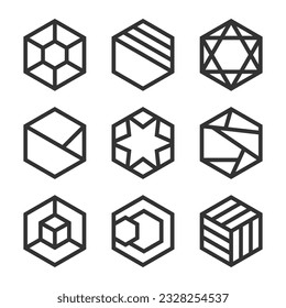 collection of shapes with abstract symbols