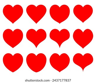 Collection of shapes of hearts for design. Set of vector illustration. Love and romantic concept