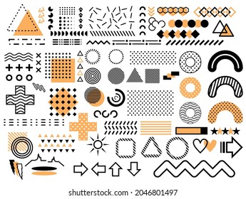 Collection of shapes, lines and other elements for objects in design