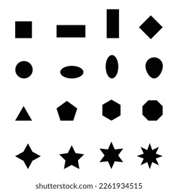 collection of shapes. various kinds of black 2d shapes for children's learning