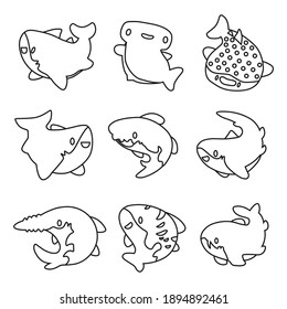 collection of shark icon vector illustration