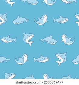 Collection of Shark Vector Seamless Pattern illustration Design