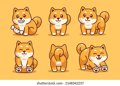 Kollektion des Cartoon-Zeichens von Shiba Inu