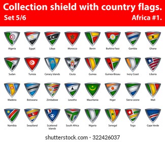 Collection shield with country flags. Part 5 of 6. Africa.