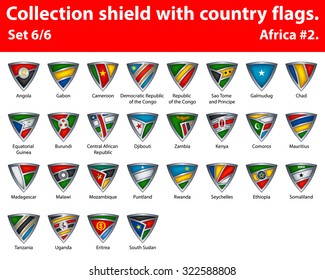 Collection shield with country flags. Part 6 of 6. Africa.