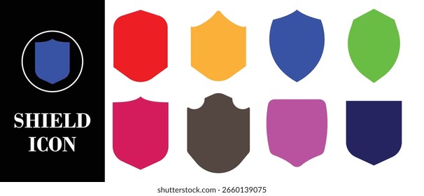 coleção de ícone de escudo. conjunto de ícones de escudo preto e branco.