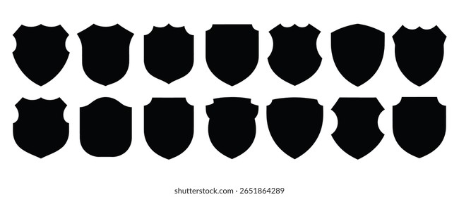 Coleção de ilustração de vetor de ícone de escudo. Proteção, segurança, medieval, heráldica, segurança, vetor de símbolo de crista