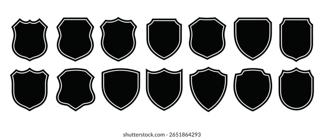 Coleção de ilustração de vetor de ícone de escudo. Proteção, segurança, medieval, heráldica, segurança, vetor de símbolo de crista