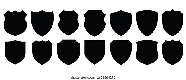 Collection of shield icon vector illustration. Protection, security, medieval, heraldic, safety, crest symbol vector
