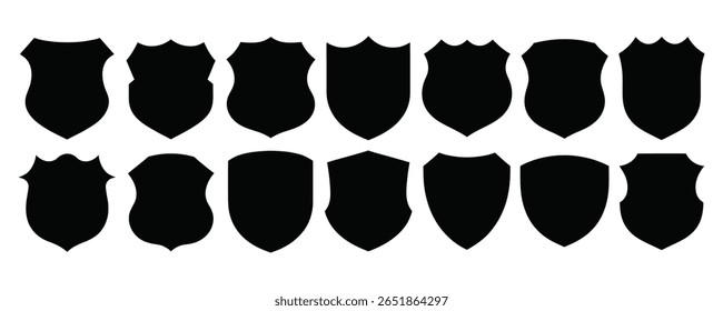 Coleção de ilustração de vetor de ícone de escudo. Proteção, segurança, medieval, heráldica, segurança, vetor de símbolo de crista