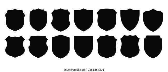 Coleção de ilustração de vetor de ícone de escudo. Proteção, segurança, medieval, heráldica, segurança, vetor de símbolo de crista
