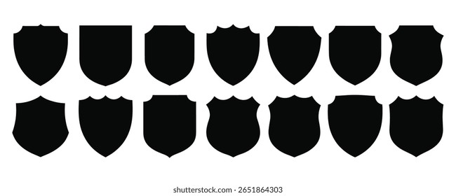 Coleção de ilustração de vetor de ícone de escudo. Proteção, segurança, medieval, heráldica, segurança, vetor de símbolo de crista
