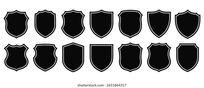 Collection of shield icon vector illustration. Protection, security, medieval, heraldic, safety, crest symbol vector