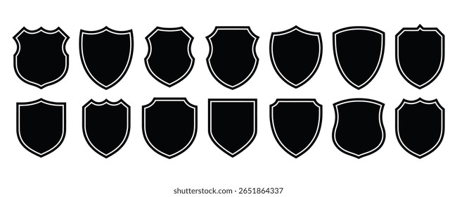 Coleção de ilustração de vetor de ícone de escudo. Proteção, segurança, medieval, heráldica, segurança, vetor de símbolo de crista