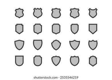 Sammlung von Schild-Symbole gefüllt grauen Umriss Stil