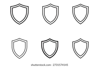Coleção de Ícones de Escudo Representando Proteção de Segurança e Defesa em um Fundo Branco Limpo Perfeito para Design de Interface e Ilustrações Digitais