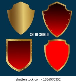plantilla de icono del logotipo del escudo de colección. color oro y rojo