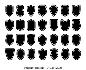 Collection shield shapes with checkmarks, representing safety, security, and verification
