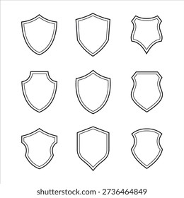 Collection of shield shapes isolated on white background for design purposes Free Vector