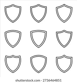 Collection of shield shapes isolated on white background for design purposes Free Vector