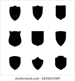 Collection of Shield Silhouettes for Badges and Emblems black white