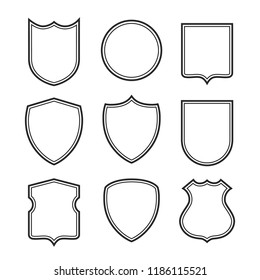 Collection of shield silhouettes isolated on white background. Security symbol.