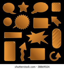 collection of shiny blank gold speech bubbles and tags