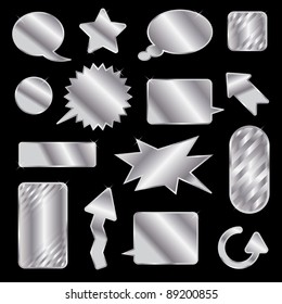 collection of shiny blank silver speech bubbles and tags